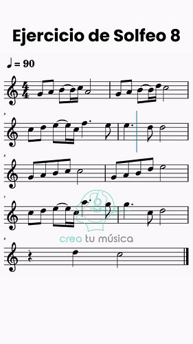 Ejercicio de Solfeo 8 en Clave de Sol