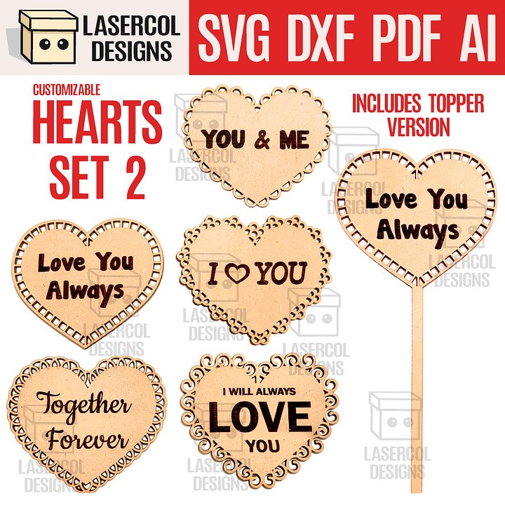 Hearts Cut Outs Set 2 - Laser Cut Files product image (1)