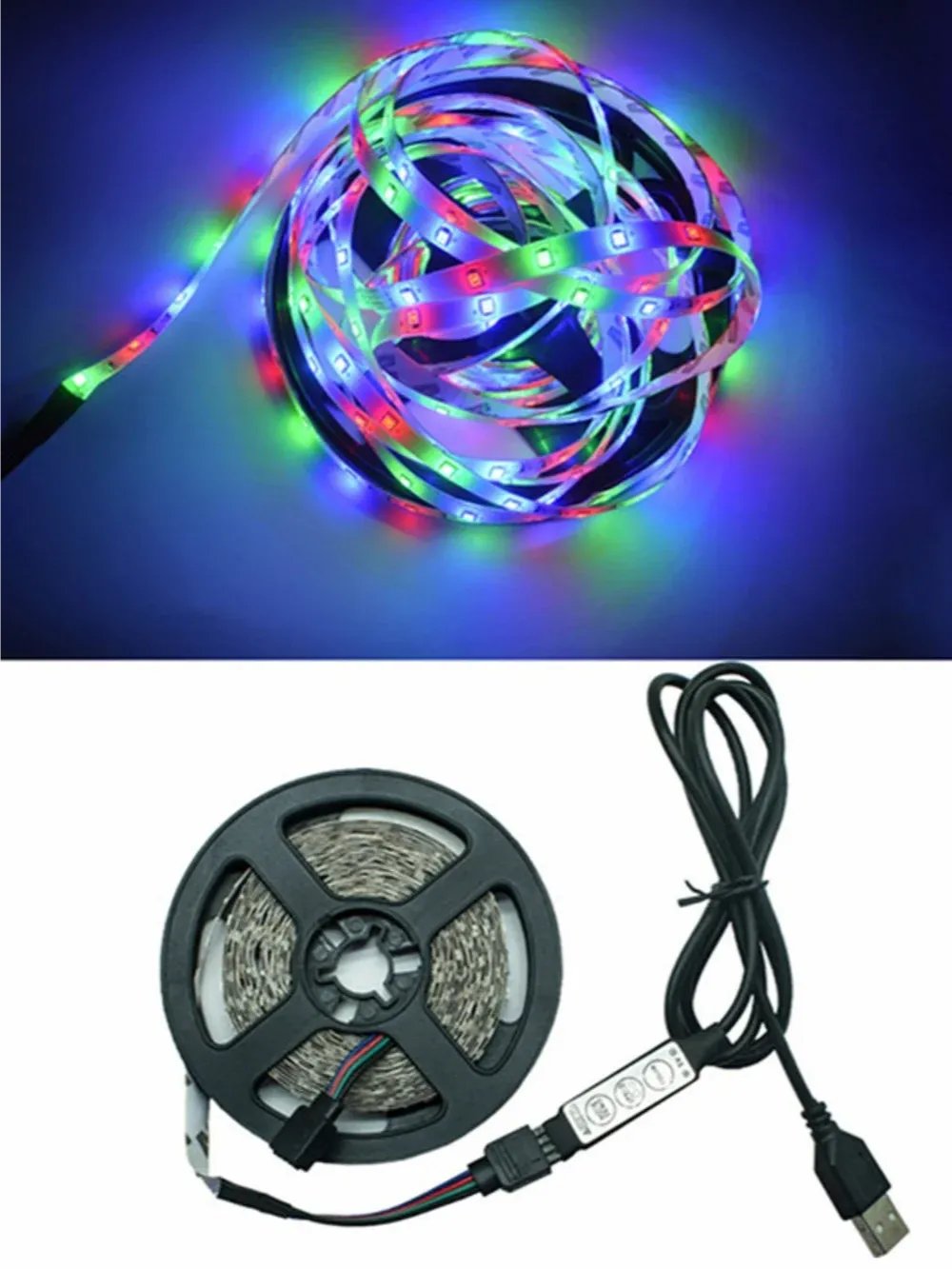 RGB & USB شريط إضاءة ليد ديكوري بطول 3 متر مع منفذ وريموت كنترول product image (6)