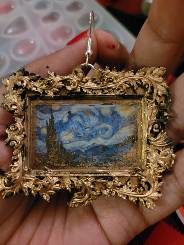 Starry night framed earrings product image (2)