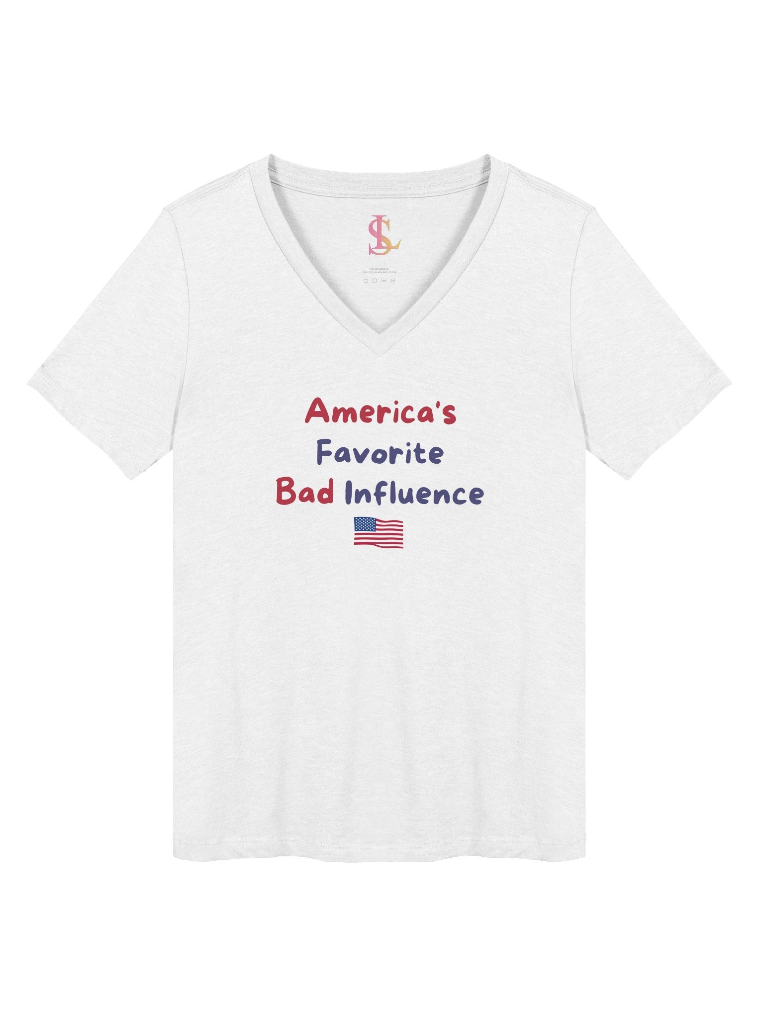 America’s Favorite Bad Influence – Women’s V-Neck Graphic Tee product image (1)