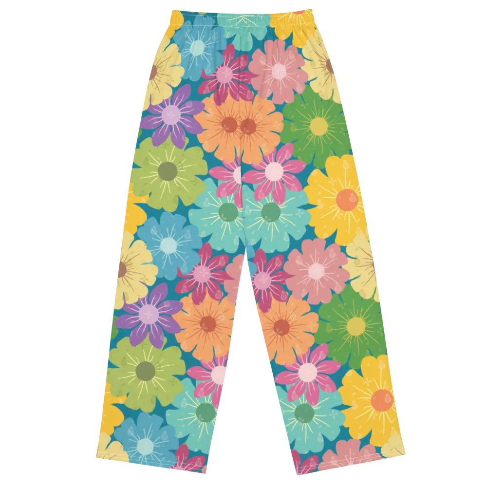 Vibrant Daisy Floral Design Wide-Leg Pants product image (2)