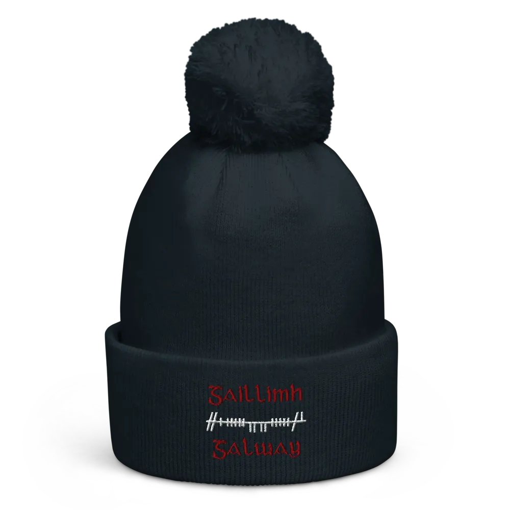 Galway/Gaillimh Orthodox Ogham embroidered Pom-Pom Beanie product image (2)