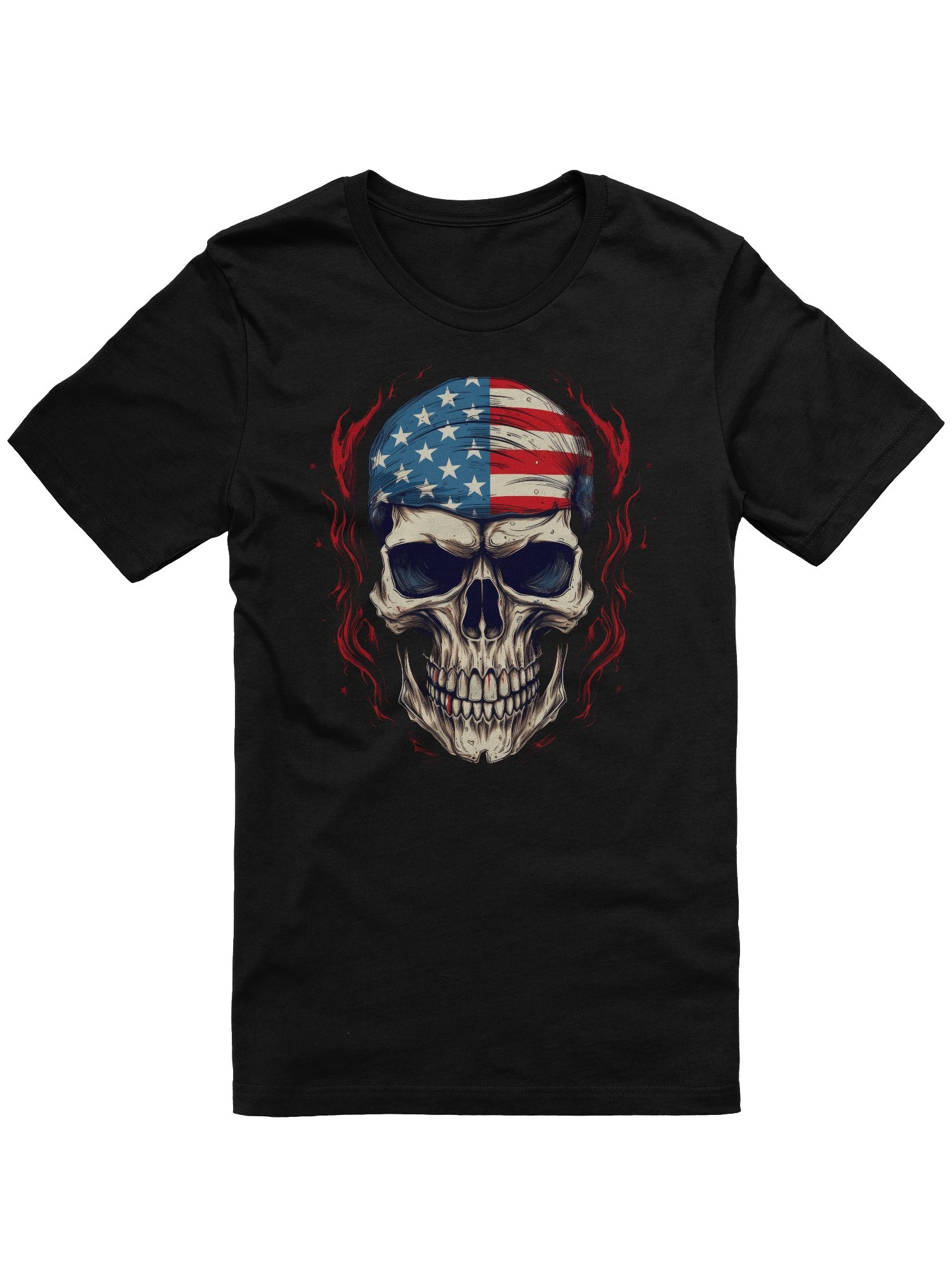Stars & Stripes Skull Flame T Shirt Tee product image (1)