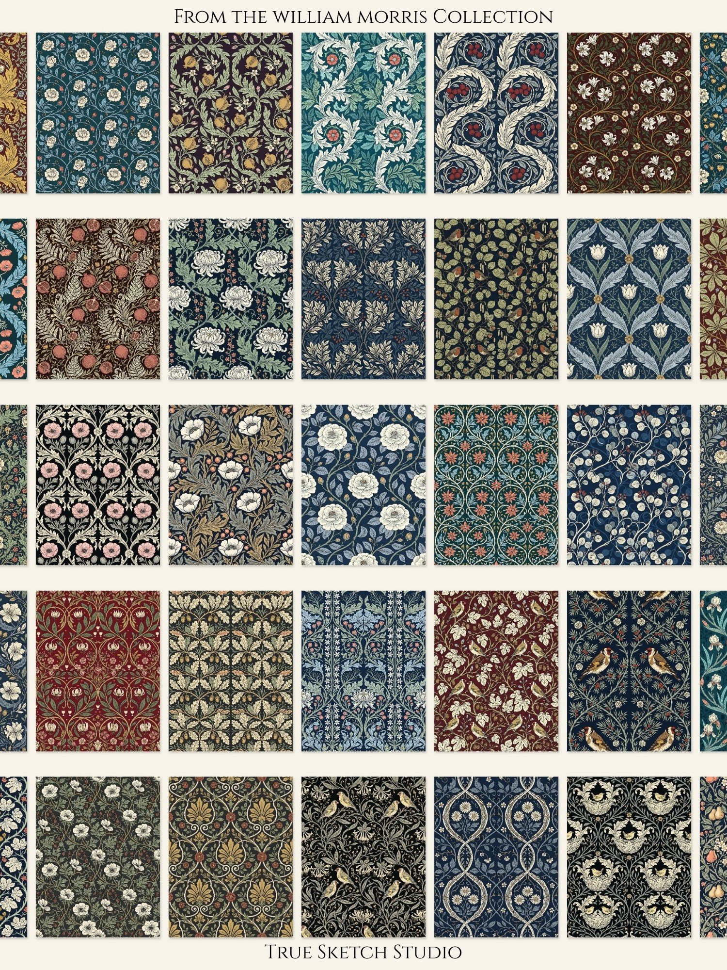 1500 William Morris Junk Journal Pages, Vintage Floral Digital Paper Bundle, Printable Scrapbook Ephemera, Art Nouveau Collage Kit, Download product image (6)