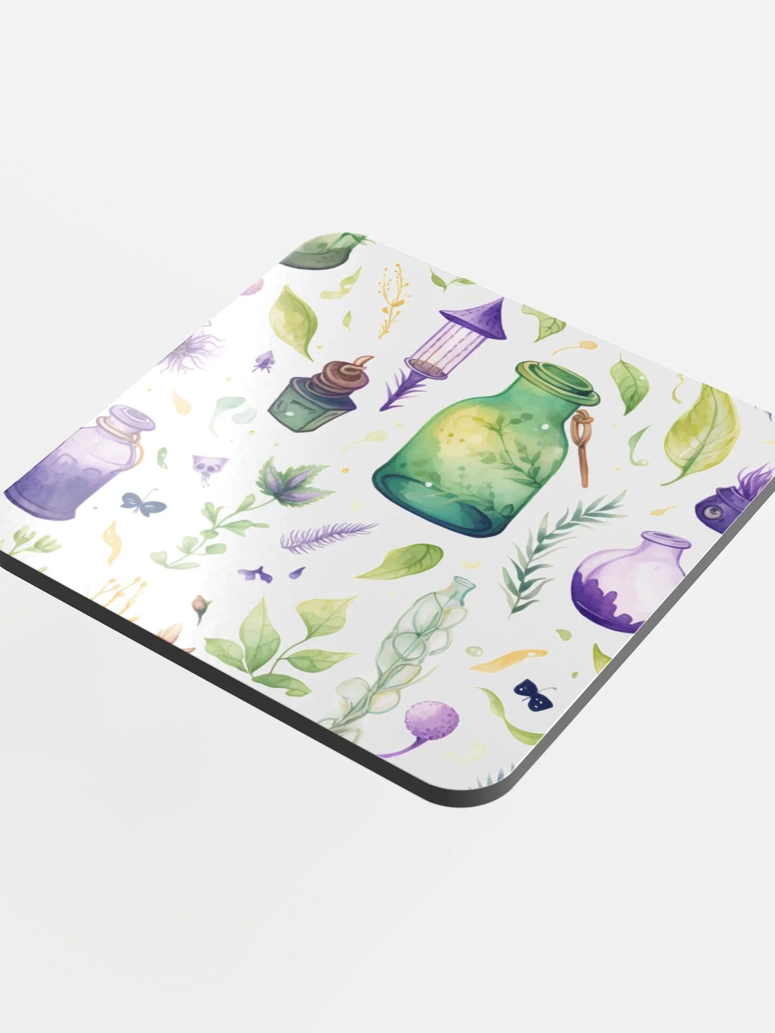 Glossed Cork Coaster 🟩 🟪 Fascinating Watercolor Pattern - Motif 12 product image (4)