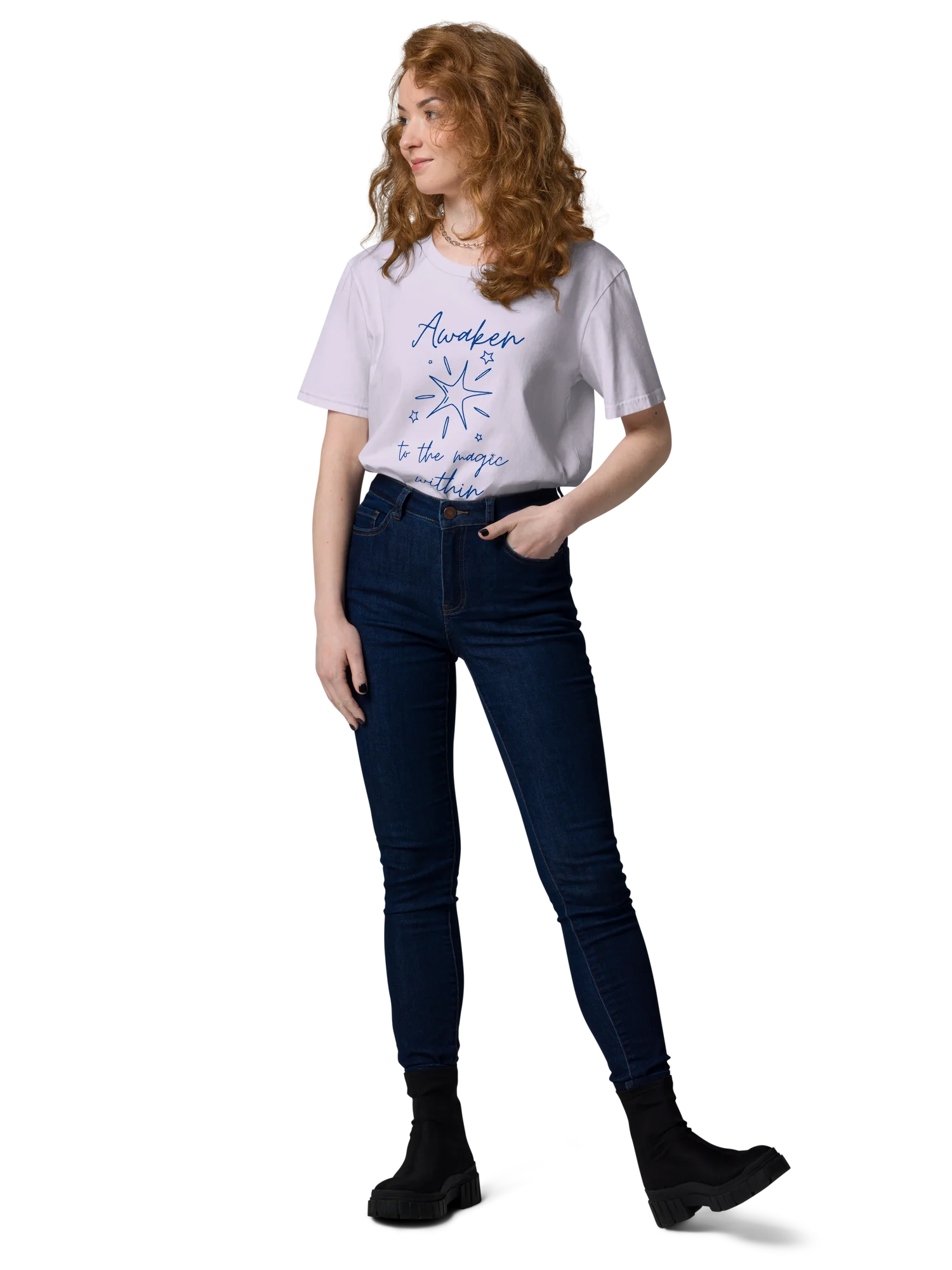 Awaken to the Magic Within: Organic Tee navy lettering product image (6)