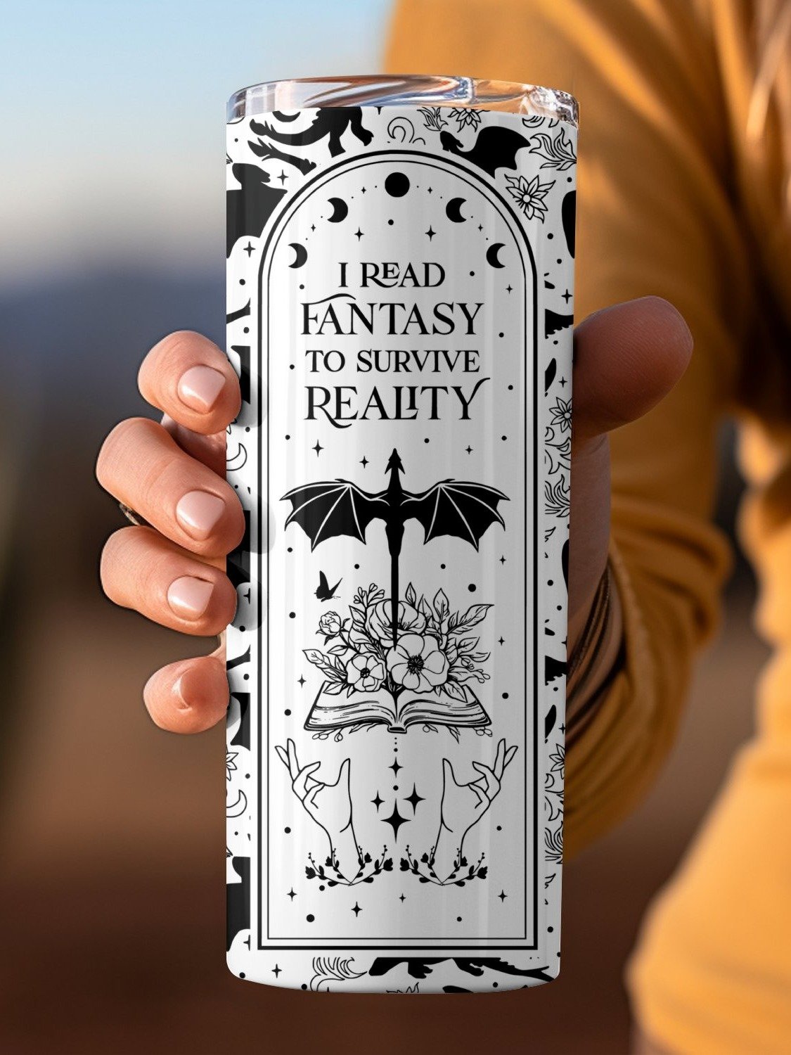Book Dragon Smut Reading Fantasy Reader 20oz Tumbler Full Wrap SVG PNG, Laser Engraved File, Seamless Sublimation Design, Digital Download product image (3)
