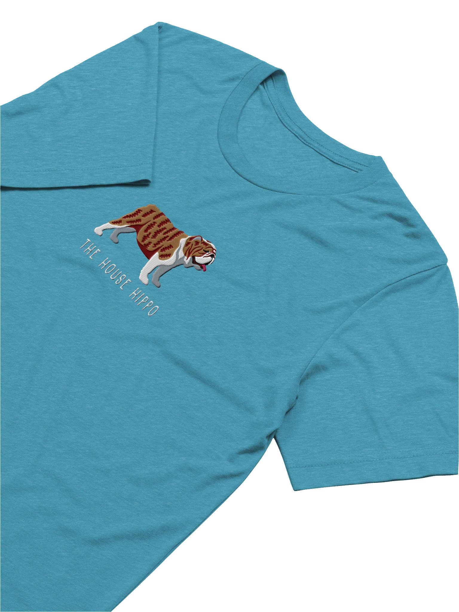 The House Hippo T-Shirt(Embroidered) of an English Bulldog(Brindle & White) product image (66)