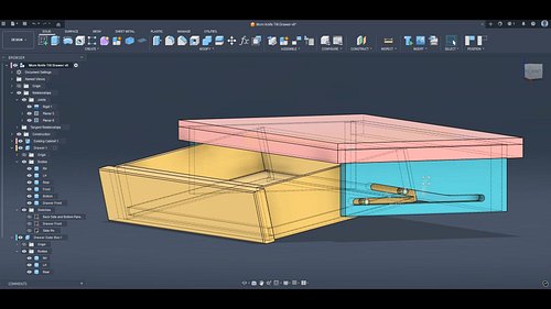 Working on tilting drawer concept in @adskfusion . Motion design and joints are no joke....