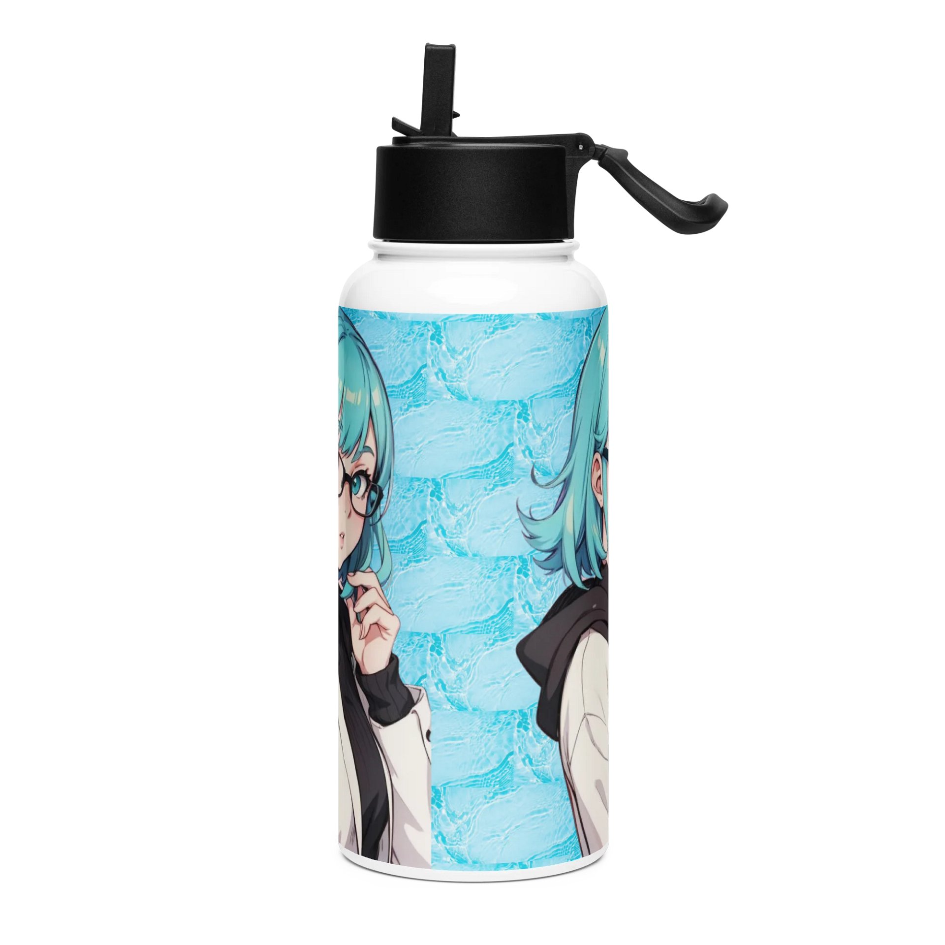 (Aqua WAIFU) K Stainless Steel Water Bottle with a Straw Lid product image (3)