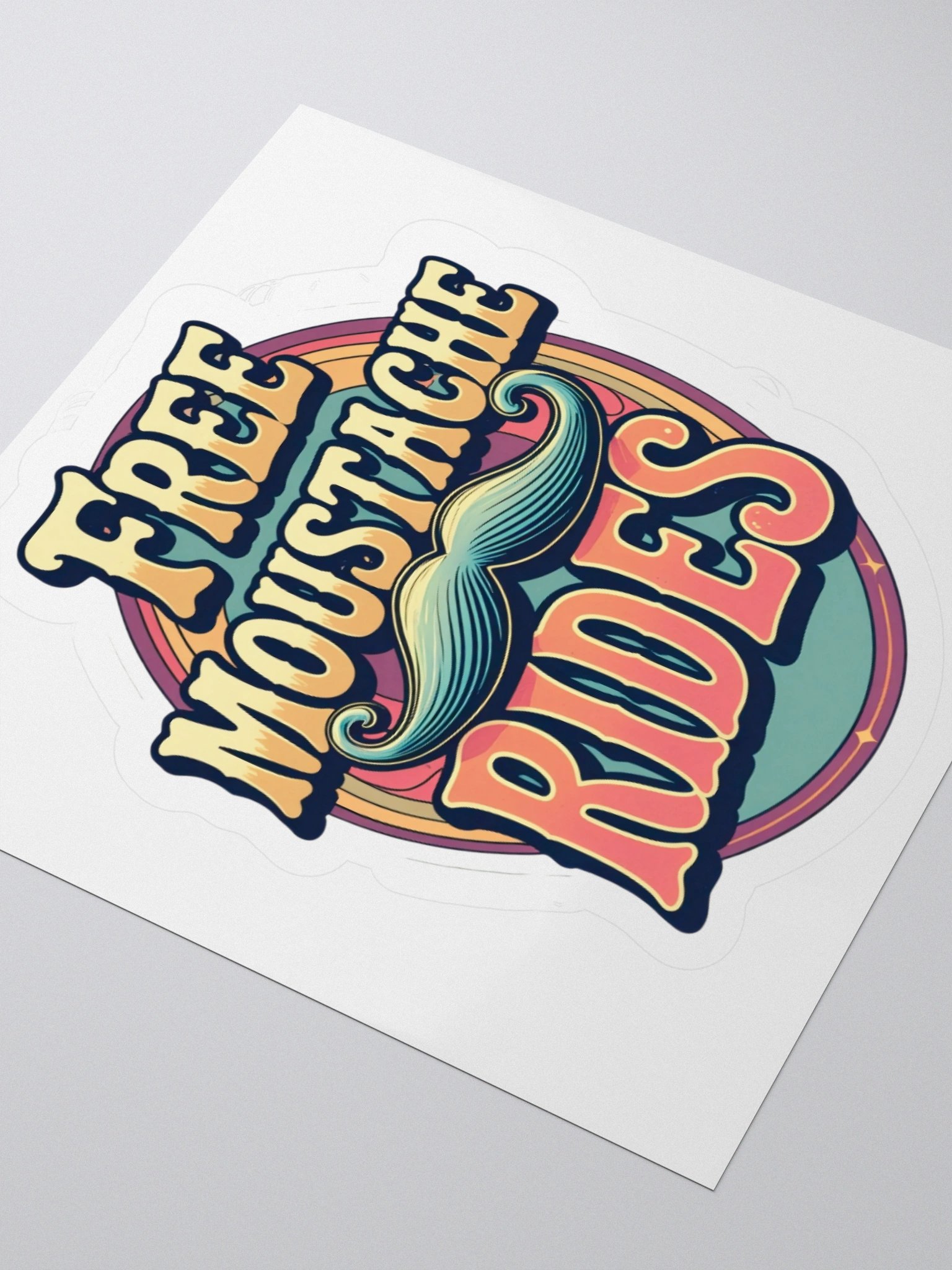 Retro 'Free Moustache Rides' Sticker product image (7)