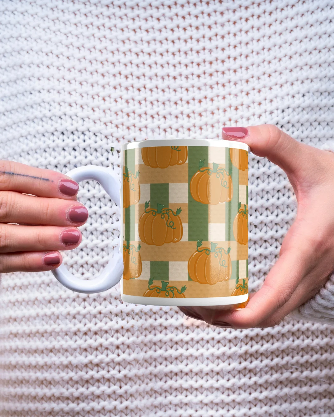 Pumpkin Plaid Pattern Mug product image (1)