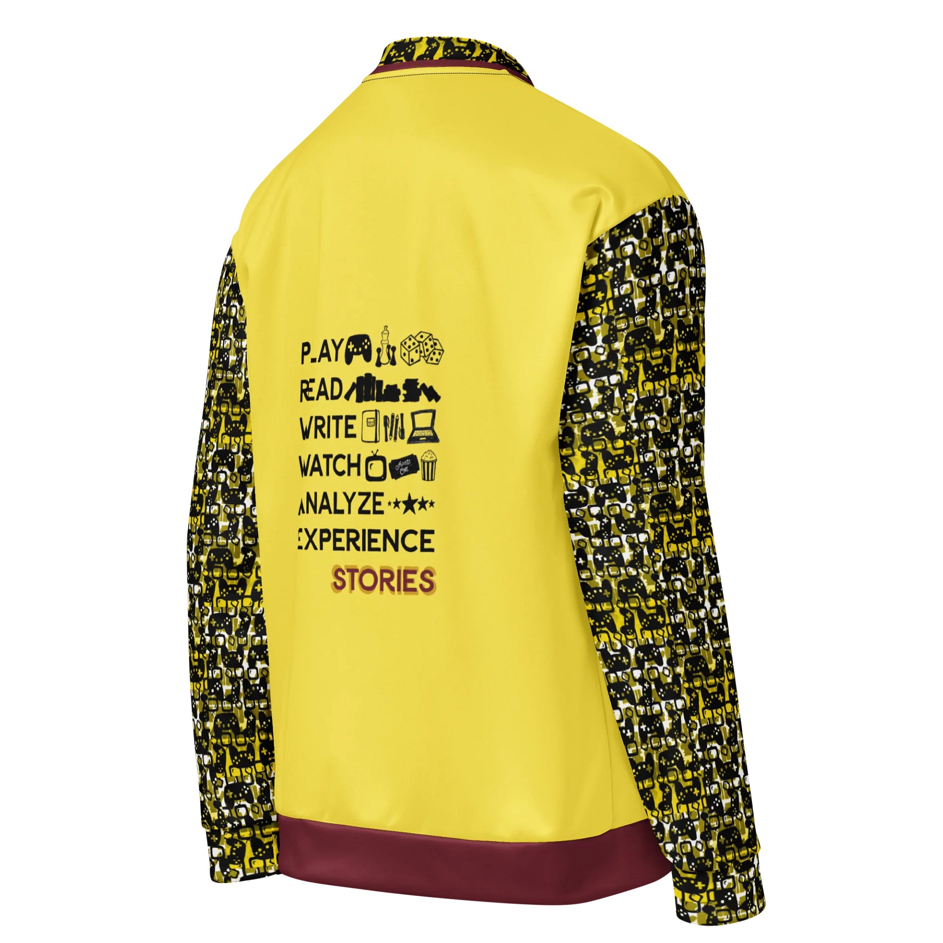 Experience Stories Unisex Bomber Jacket (Gold, Red, and Black) product image (4)