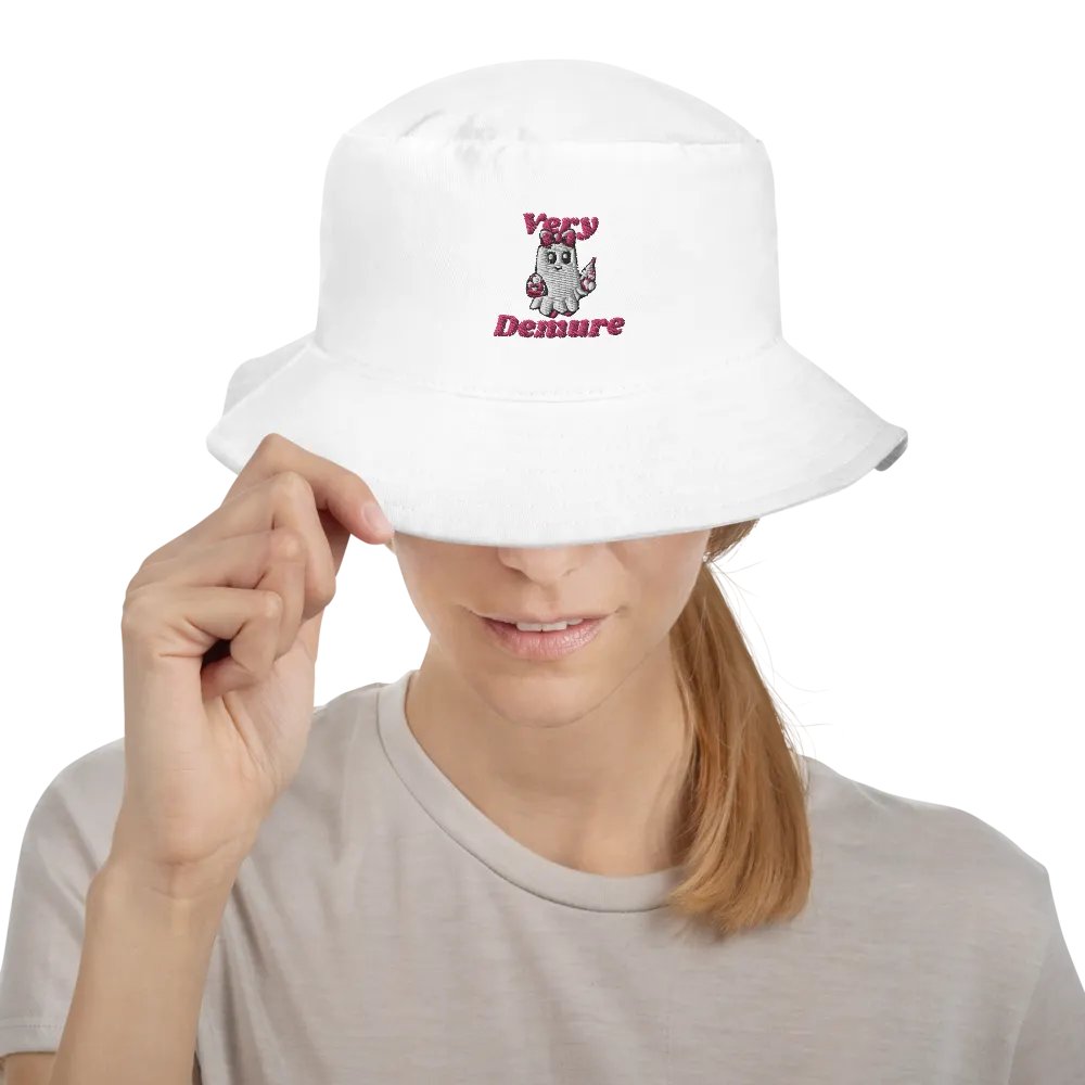 Very Demure Cute Ghost Embroidered Cotton Bucket Hat product image (5)