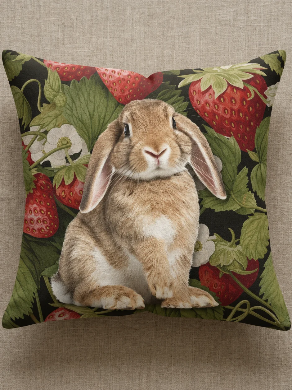 Bunnies & Strawberry Vines Pillow product image (2)