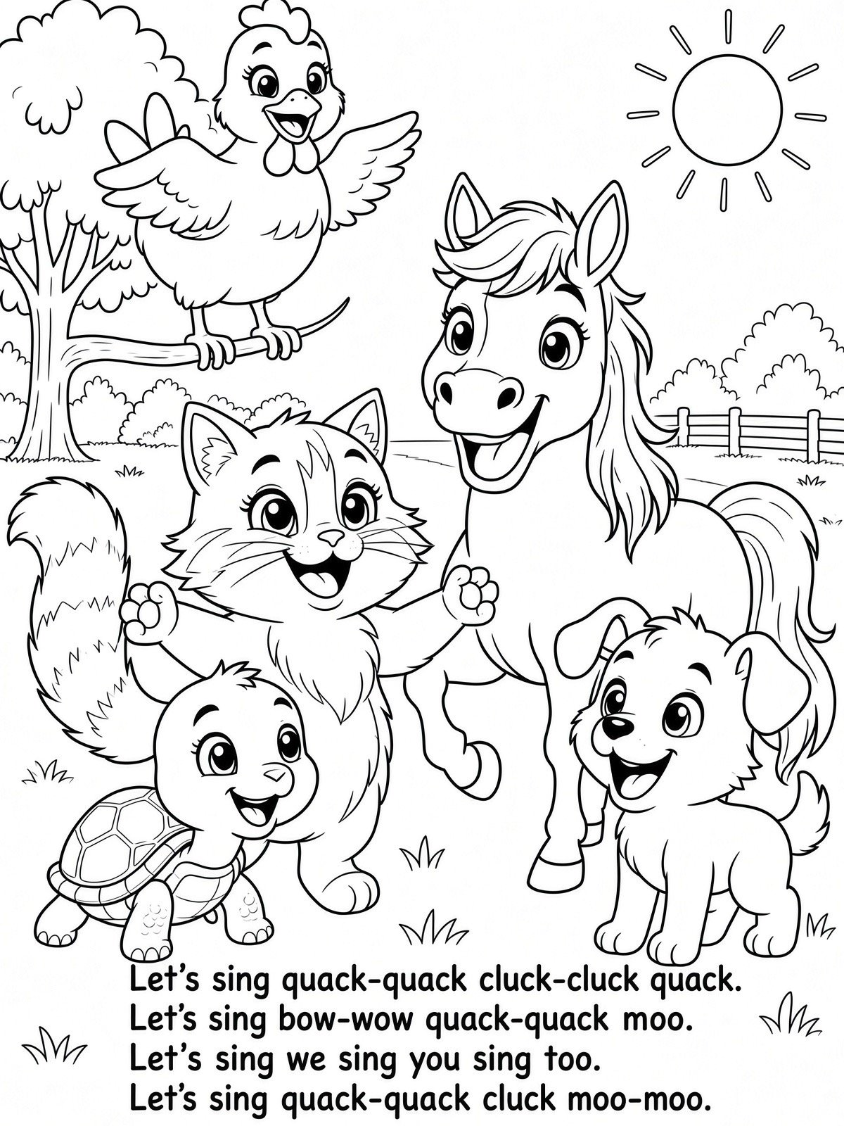 Sing A Rhyme Time 30 Page Farm Animal Cartoon Nursery Rhyme Coloring Page Bundle with Song Lyrics Printed on Each Page | Variety Pack for All Ages | Instant Digital Download | Printable PDF Format product image (5)
