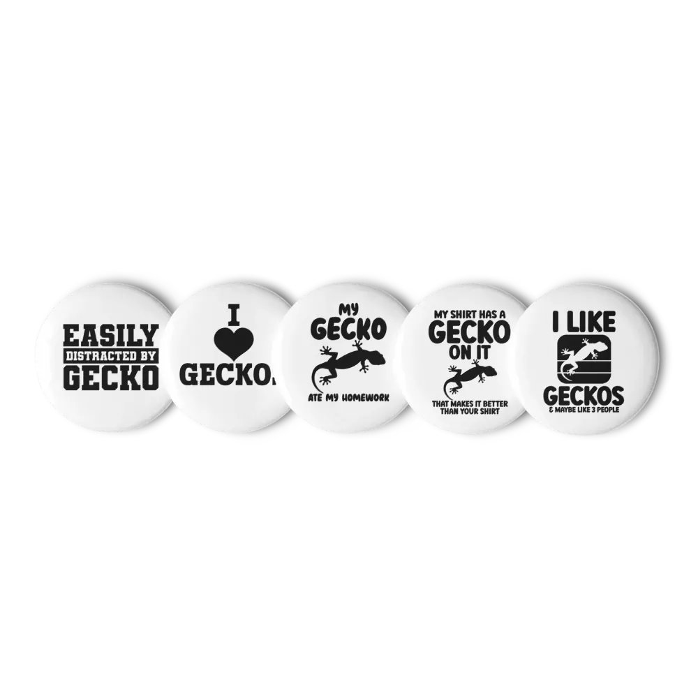 Glossy Black Collection: Pin Button Set with Geckos all over product image (1)