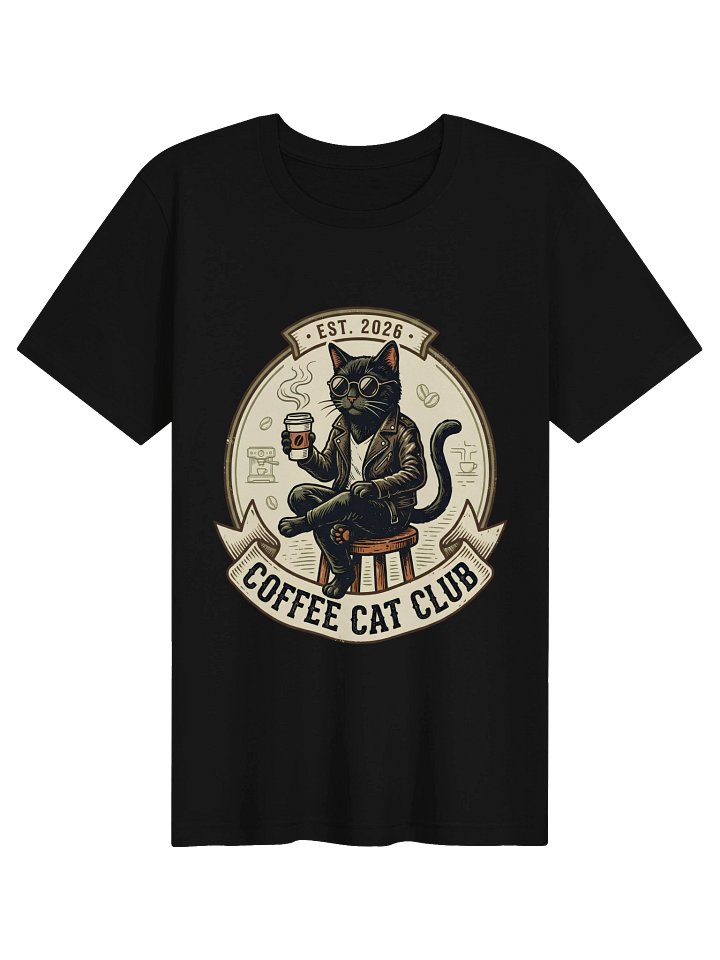 Coffee Cat Club T-Shirt - Vintage Black Cat EST. 2026 Graphic Tee product image (4)