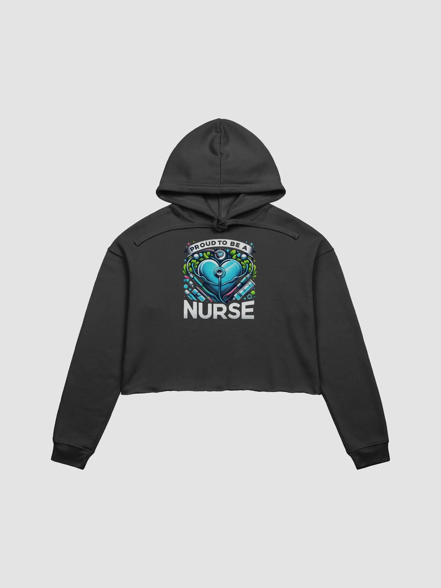 Proud Nurse Heart Stethoscope Crop Hoodie product image (3)
