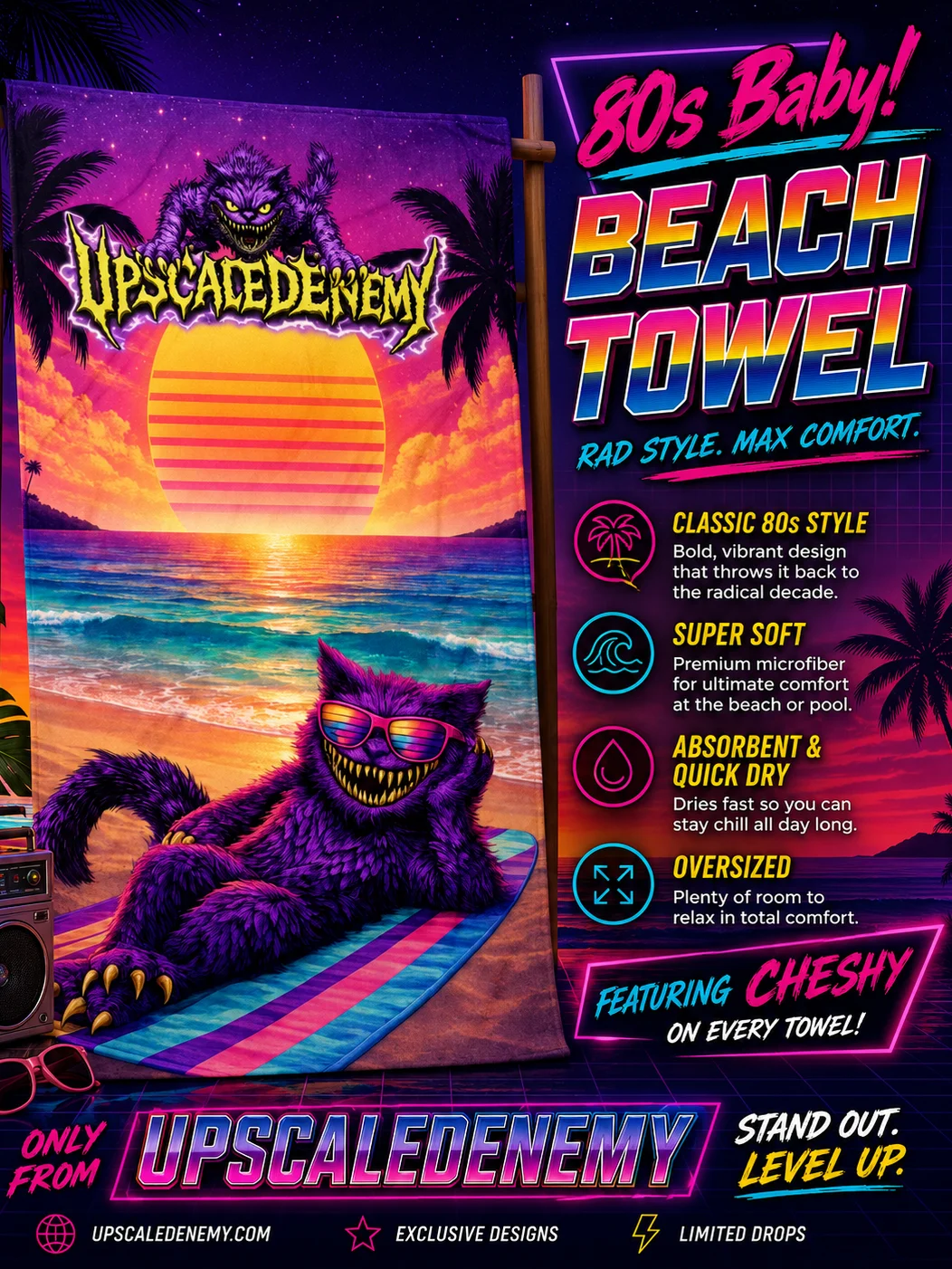 Upscaled - 80s Baby! Beach Towel product image (1)