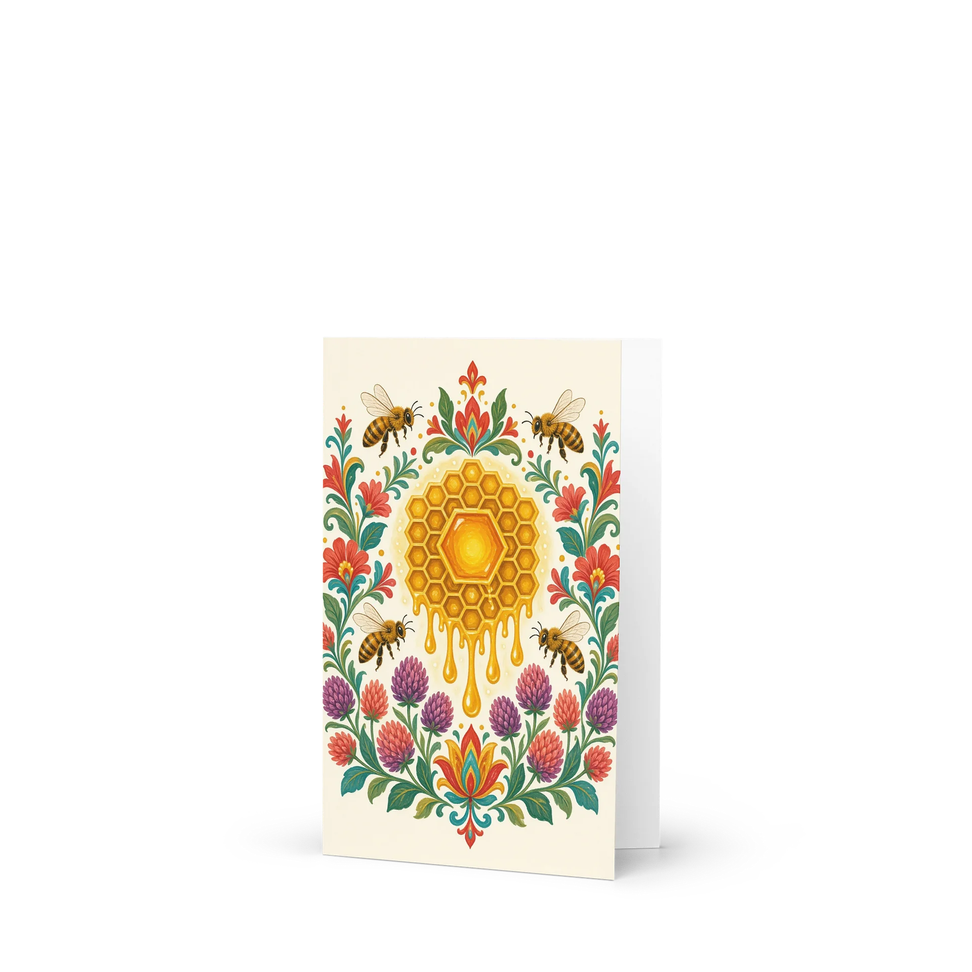 Folk Art Honeybee & Honeycomb Greeting Card product image (1)
