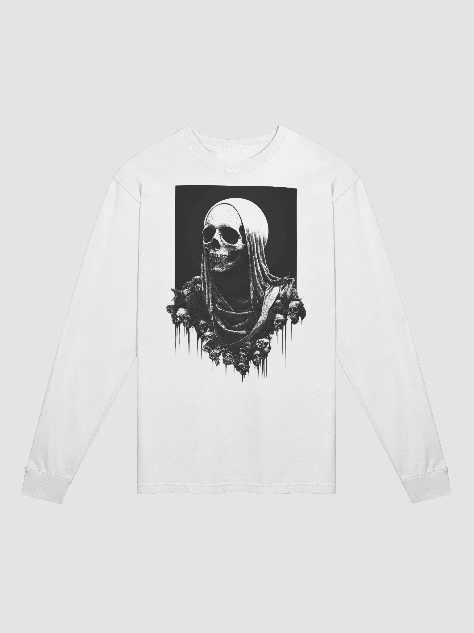 Skeletal Portrait Frame White Long Sleeve Shirt product image (1)