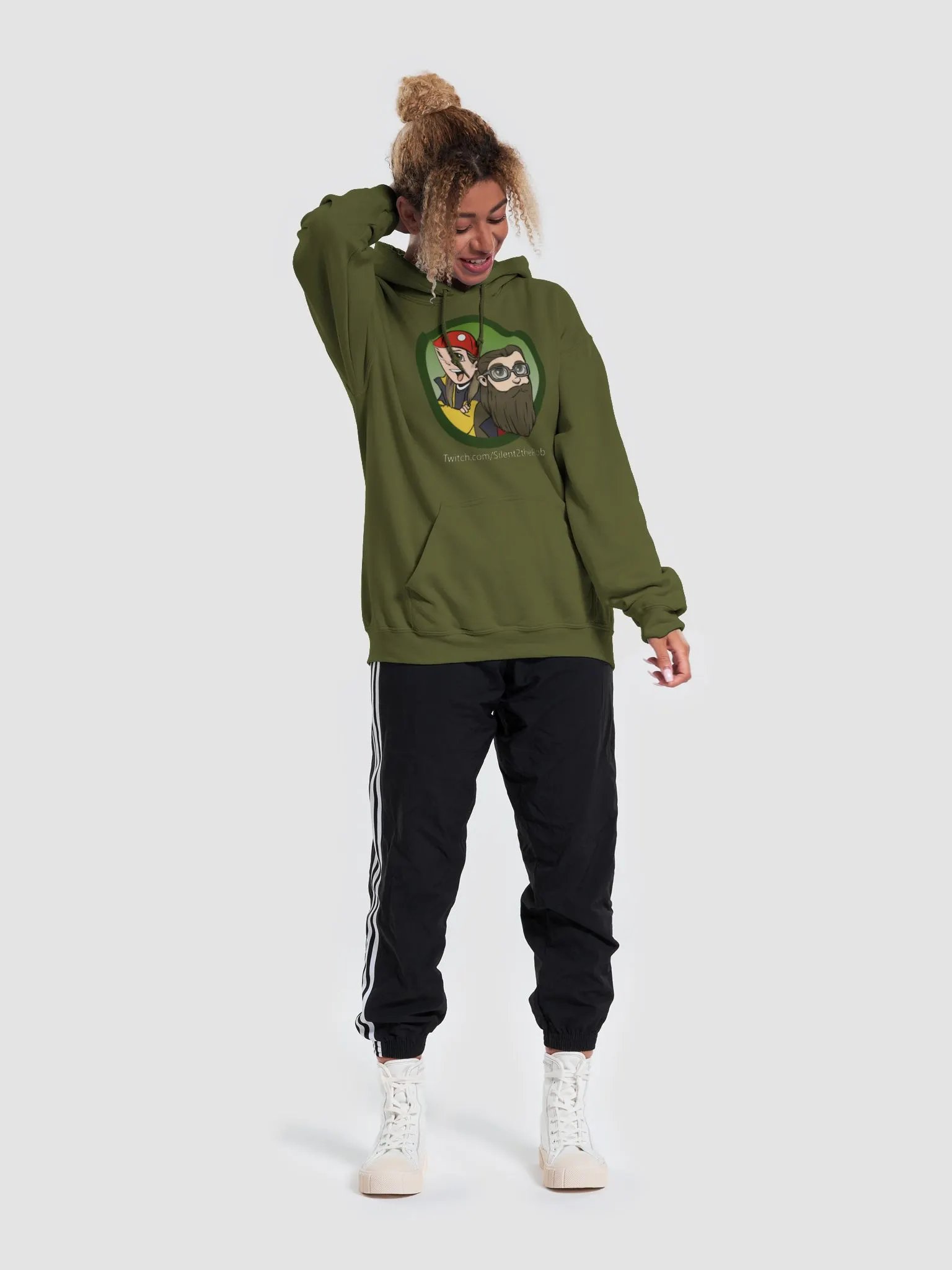 Silent front logo hoodie Dark color product image (27)