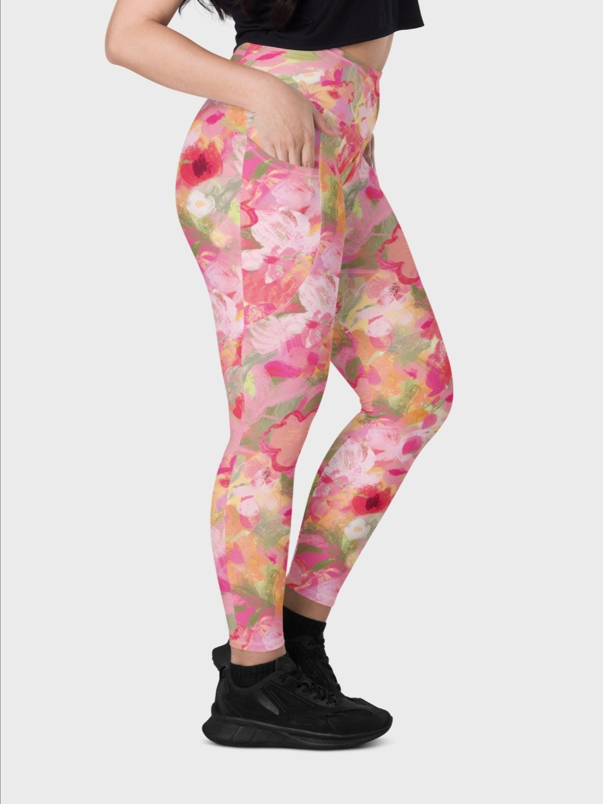 Leggings with Pockets "Sweet Pastel Florals of Spring" Printed product image (8)