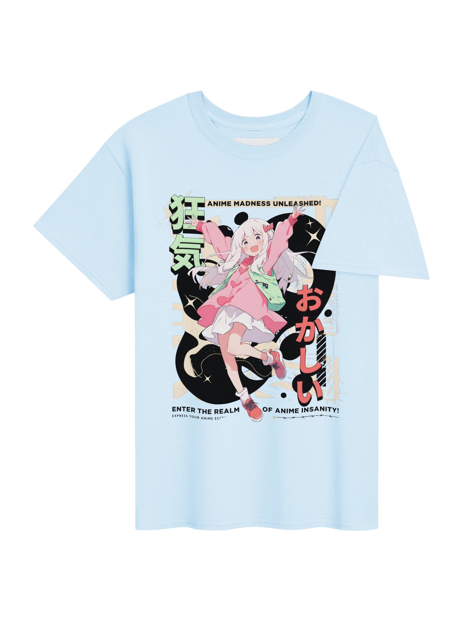 "ANIME Madness Unleashed" T-Shirt – Baby Blue Oversized Japanese Graphic Tee product image (4)
