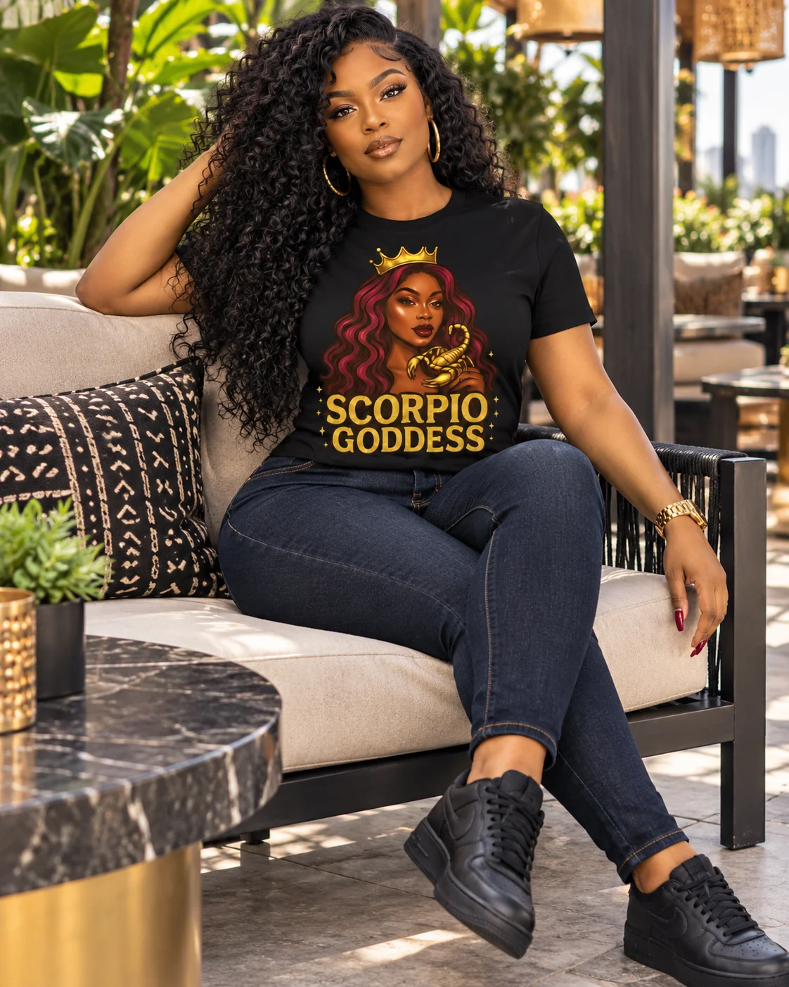 Scorpio Goddess Burgundy Mystique Graphic Tee | Zodiac Astrology Shirt for Women | Scorpio Birthday Gift product image (2)