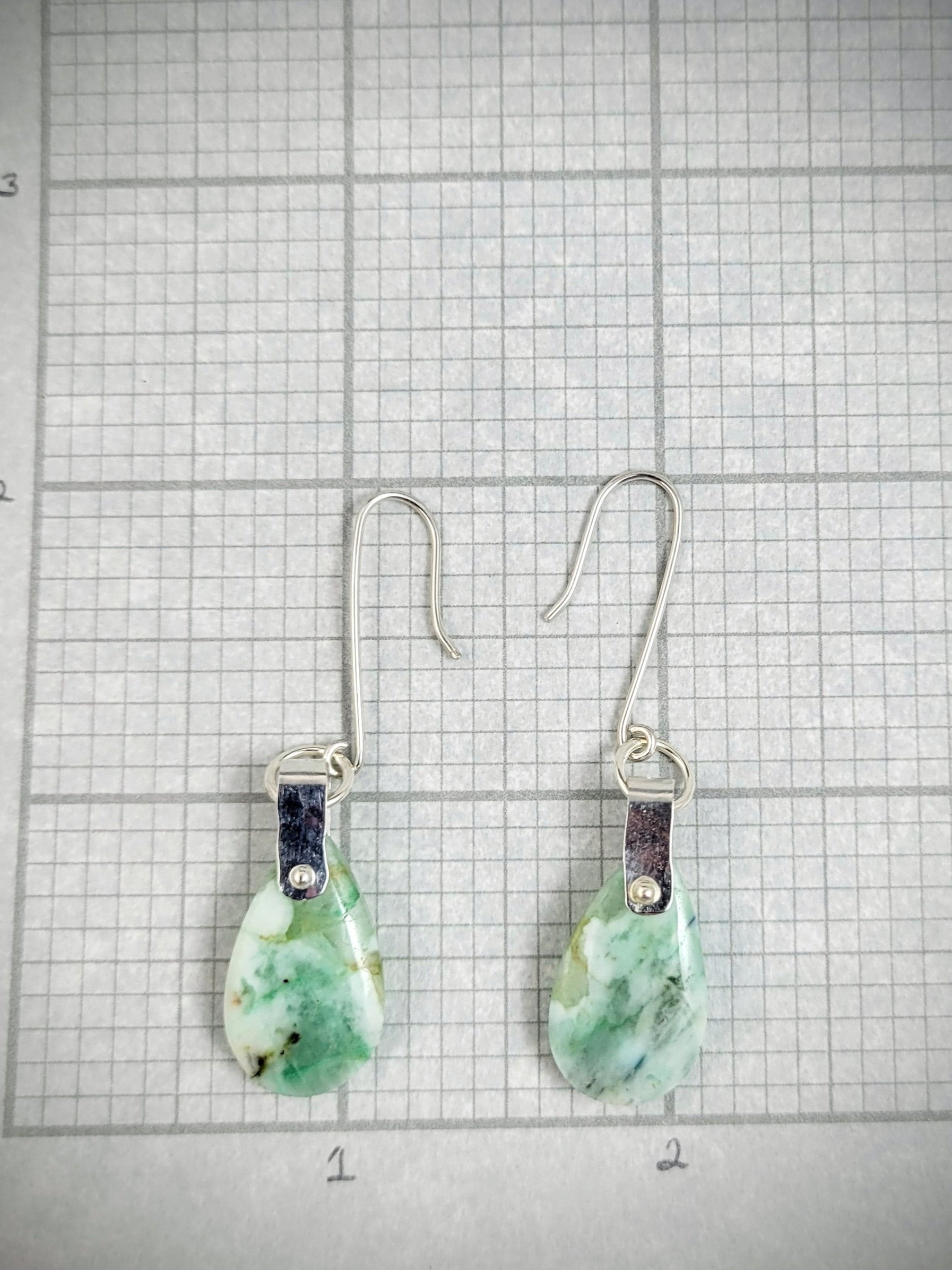 Sterling Silver Chrysoprase Teardrop Earrings – Light and Airy Elegance product image (3)