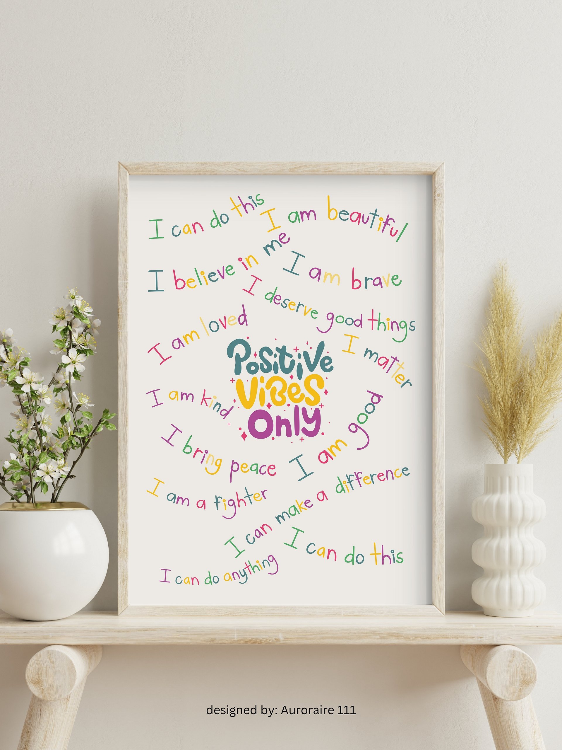 Positive Vibes Only - Printable Wall Art | Digital Poster Download | Multiple Sizes Included product image (2)