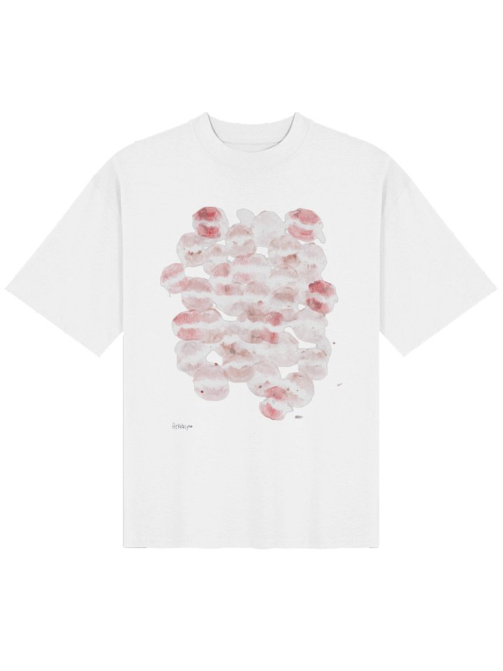 Hijkatelyn Real Kiss Mark Scatter Oversized Tee (White) product image (1)