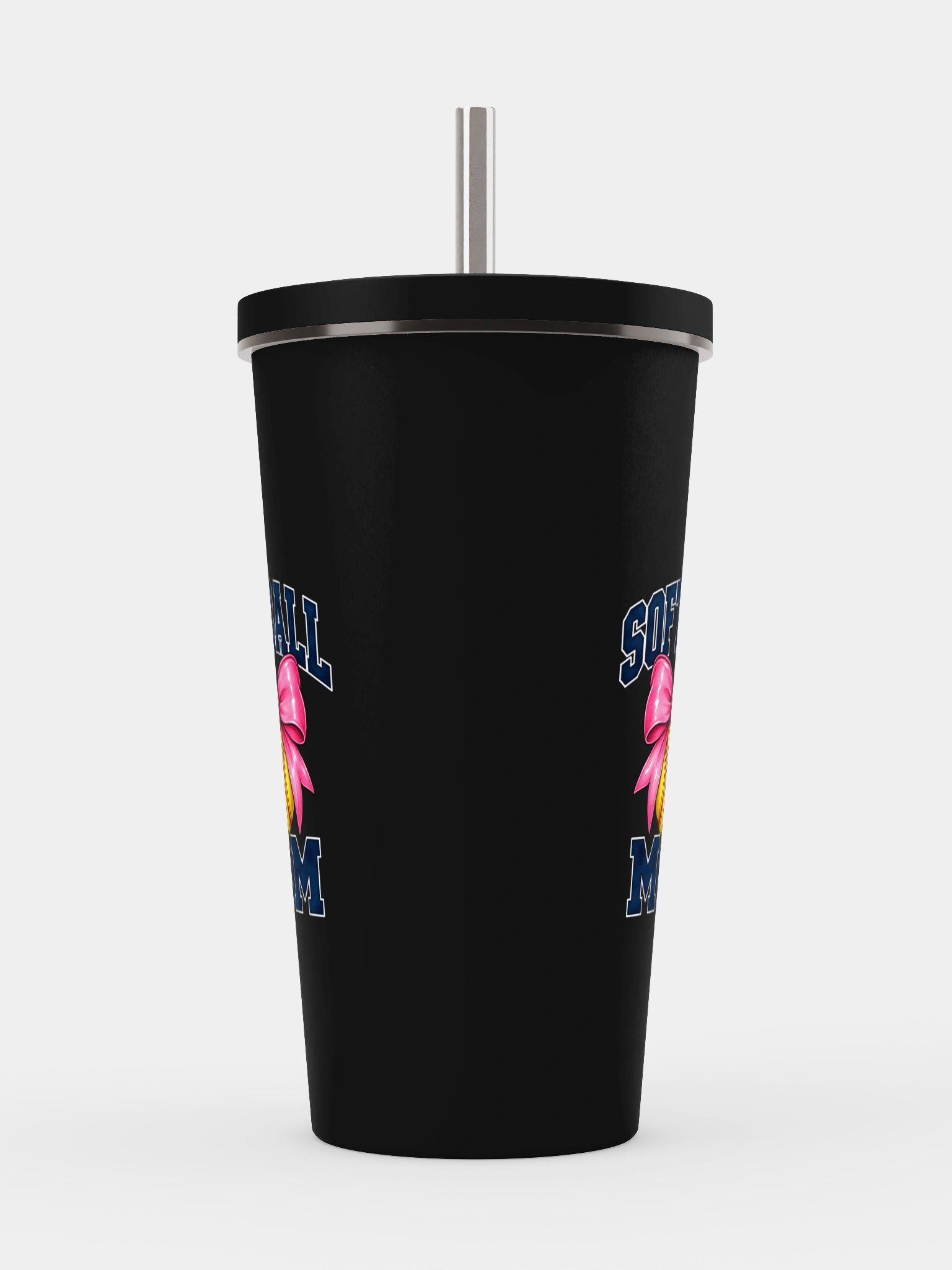 Softball Mom Bow Tumbler | Insulated Cup with Straw product image (2)