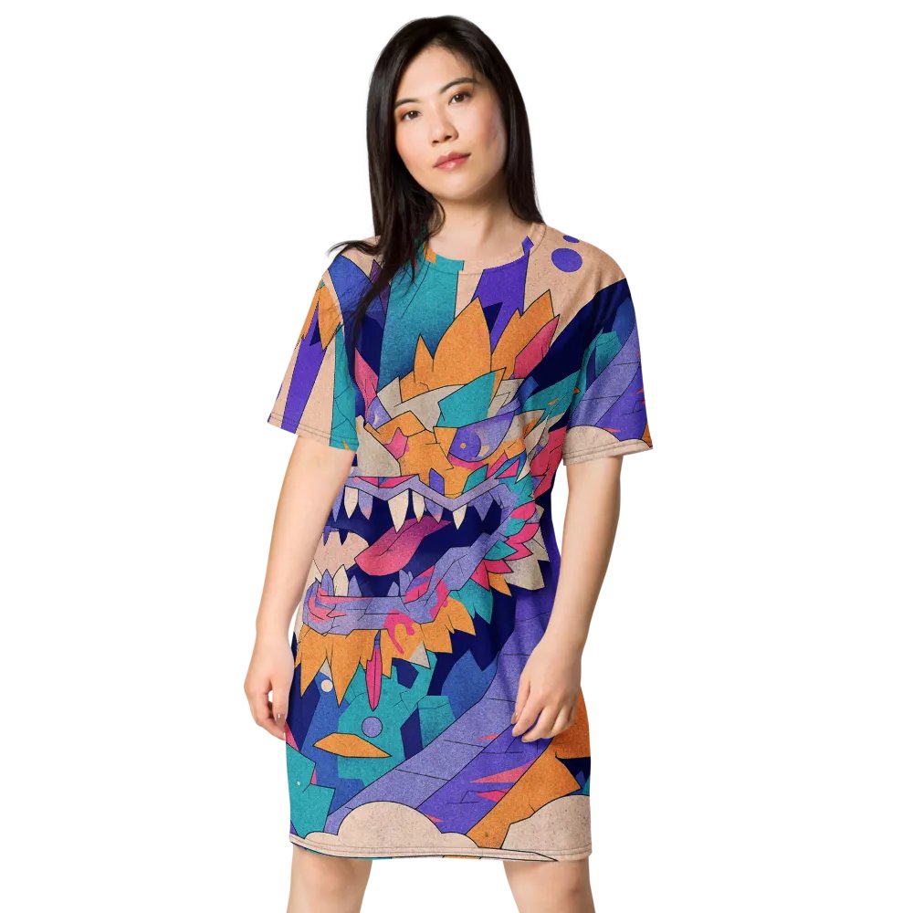 Geometric Dragon All-Over T-Shirt Dress product image (1)
