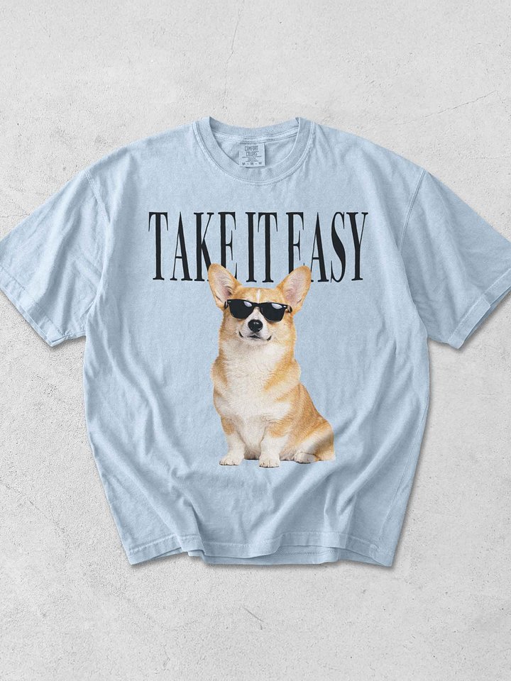 Take It Easy '90s Pop Vintage-Style T-Shirt for Pembroke Welsh Corgi(Fawn) Owners product image (1)