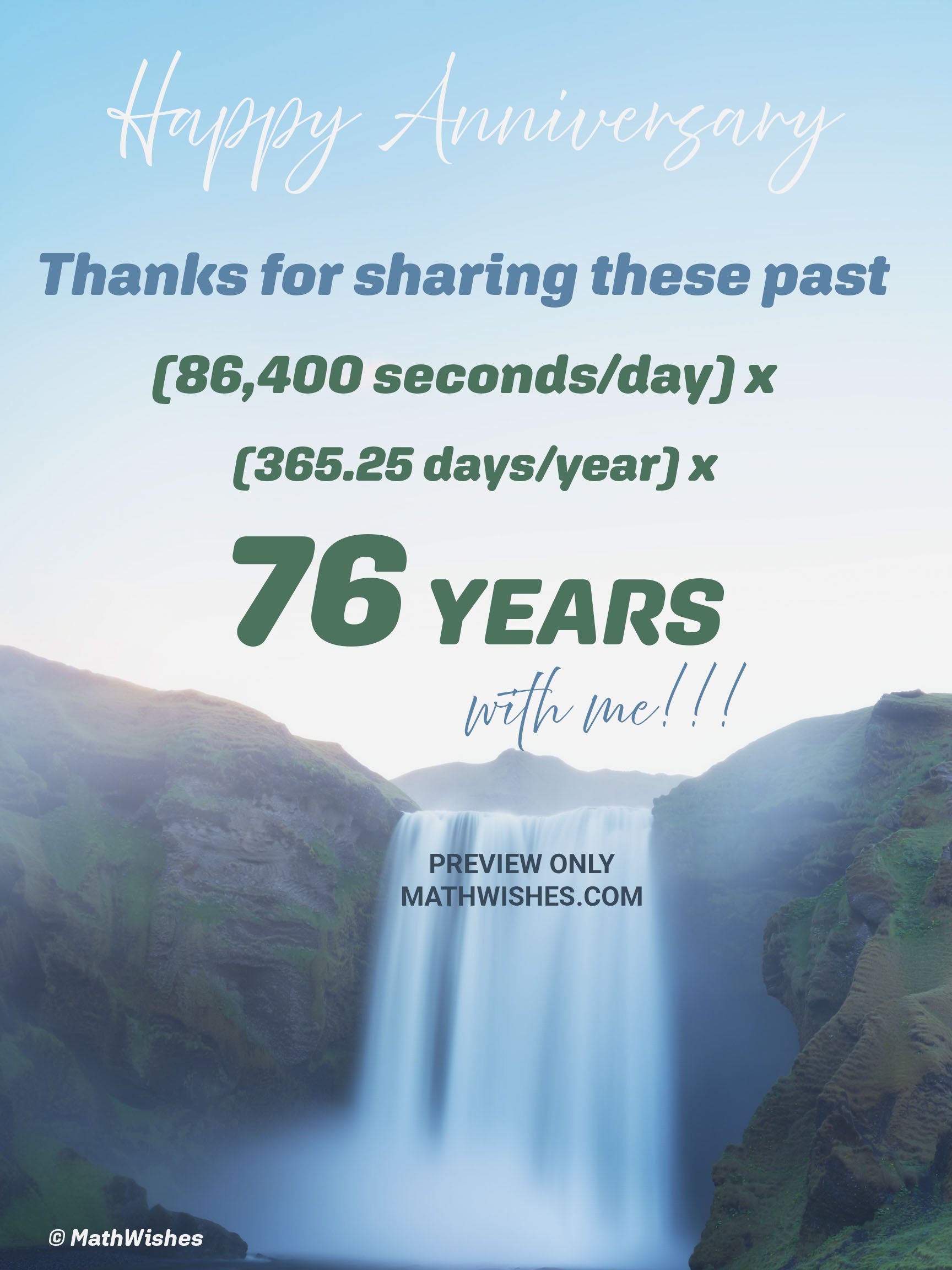 76th Anniversary Card - Waterfall product image (1)