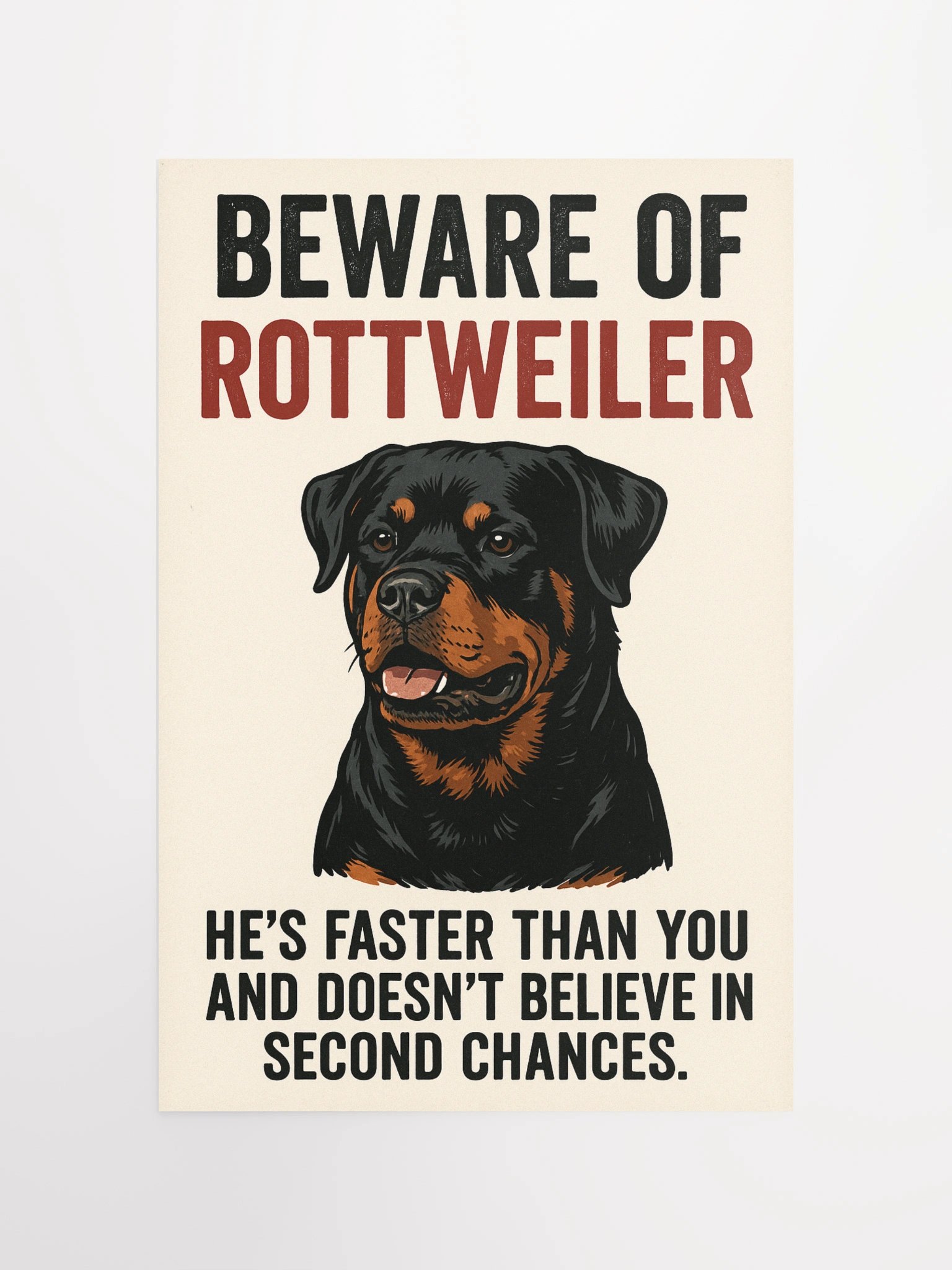 Beware of Rottweiler Warning Poster | Rottweiler Store