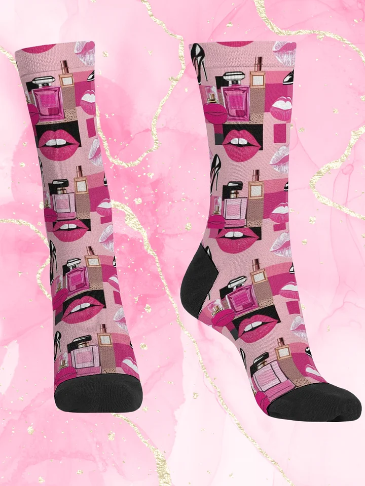 Chic Couture Pink & Black Crew Socks product image (1)