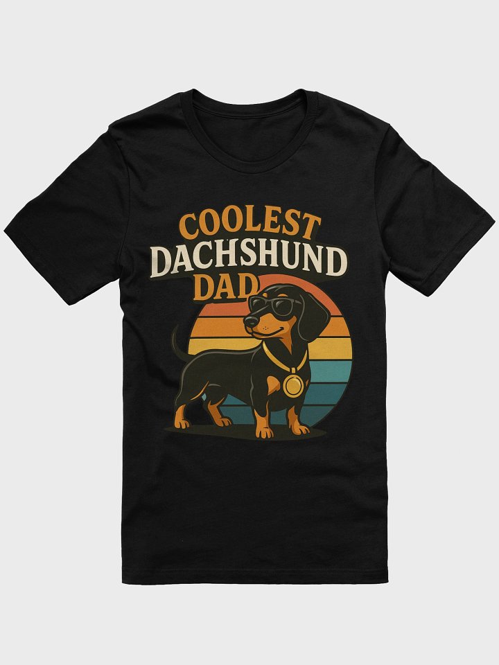 Coolest Dachshund Dad Ever – Vintage Style T-Shirt with Retro Sunset product image (1)