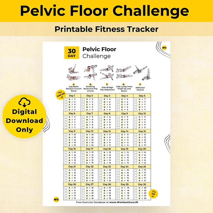 30 Day Pelvic Floor Challenge - Printable Workout Tracker product image (1)