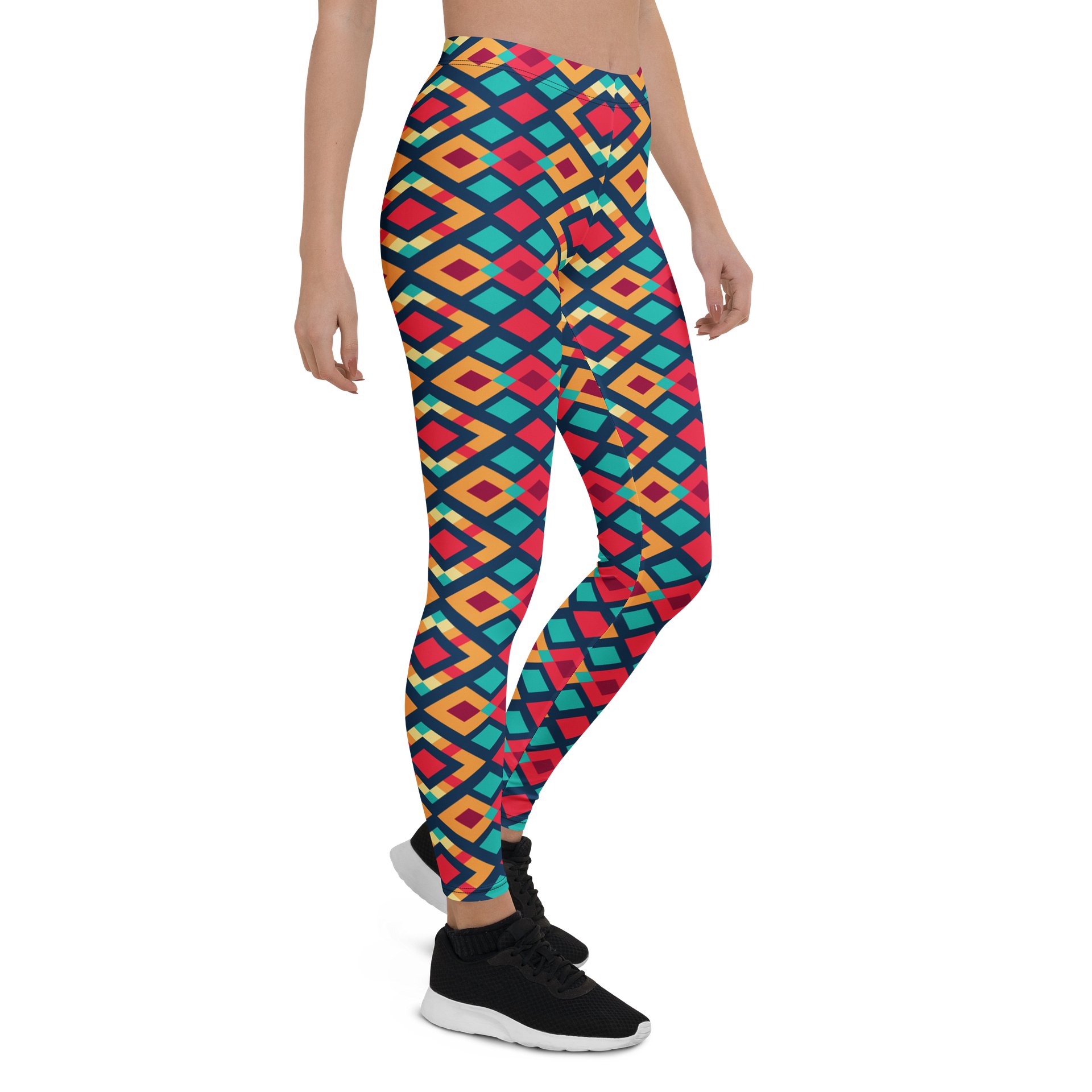 Comfortable Leggings with Colorful Geometric Triangles product image (5)
