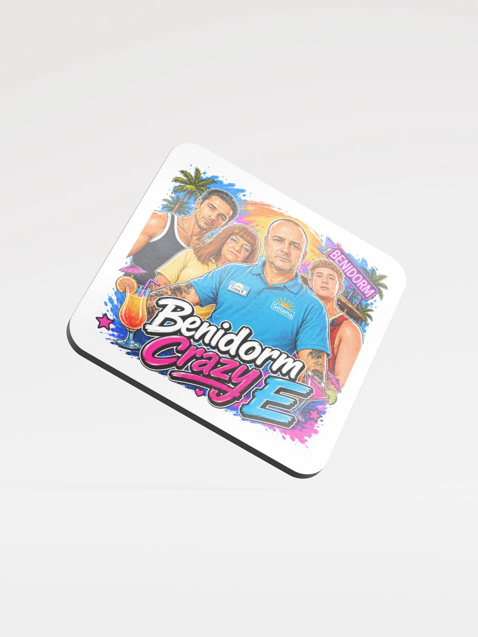 Benidorm Crazy E Tropical Neon Bar Coaster product image (1)
