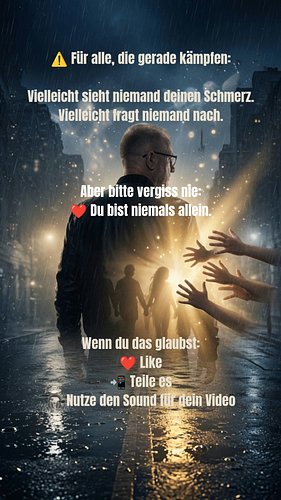 ❤️ NIEMALS ALLEIN ❤️

Dieser Song ist für alle Menschen, die gerade kämpfen.
Für alle, die sich verloren fühlen.
Und für alle...