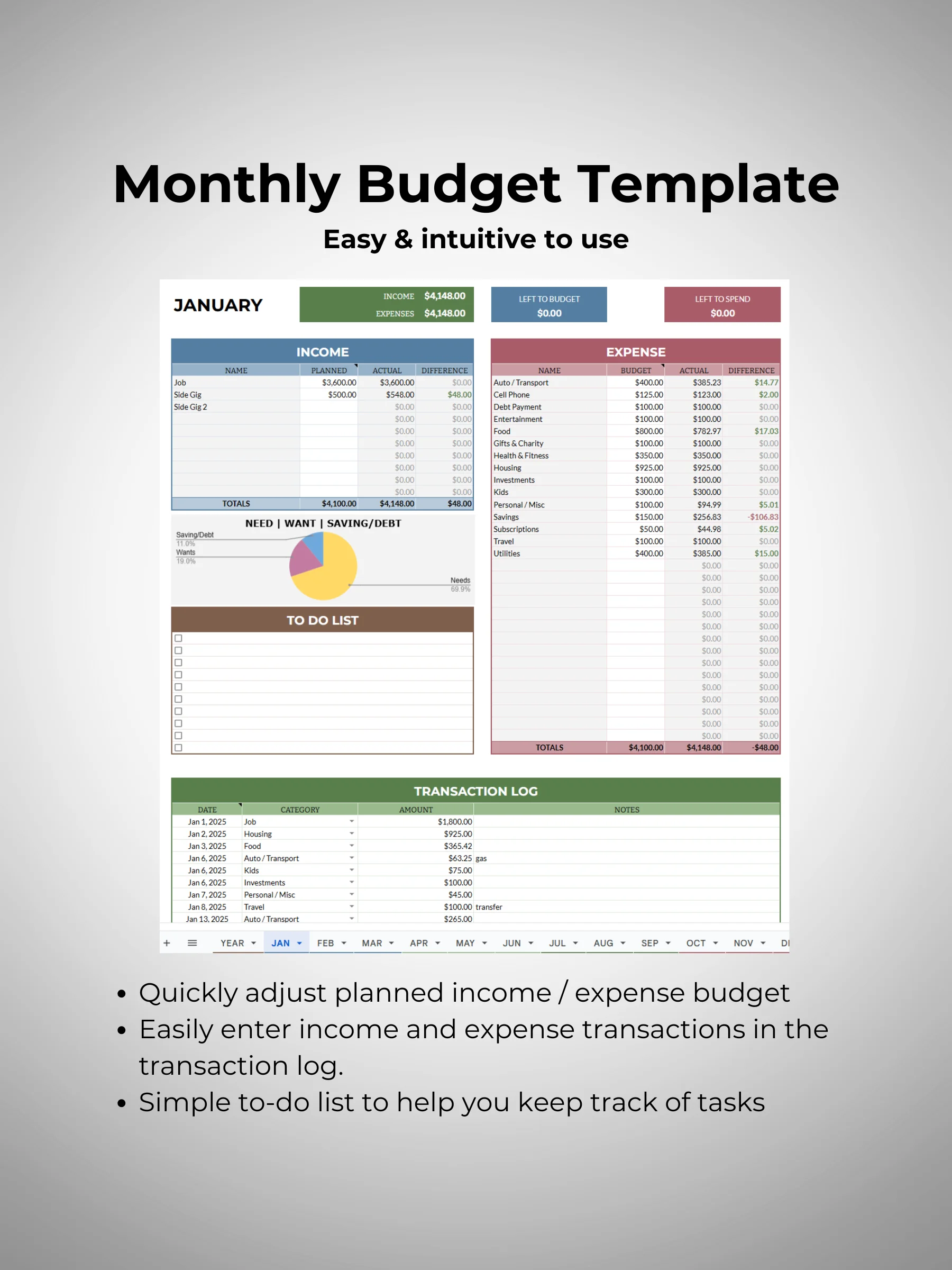 Simple Personal Budget Template (Google Sheets) product image (2)
