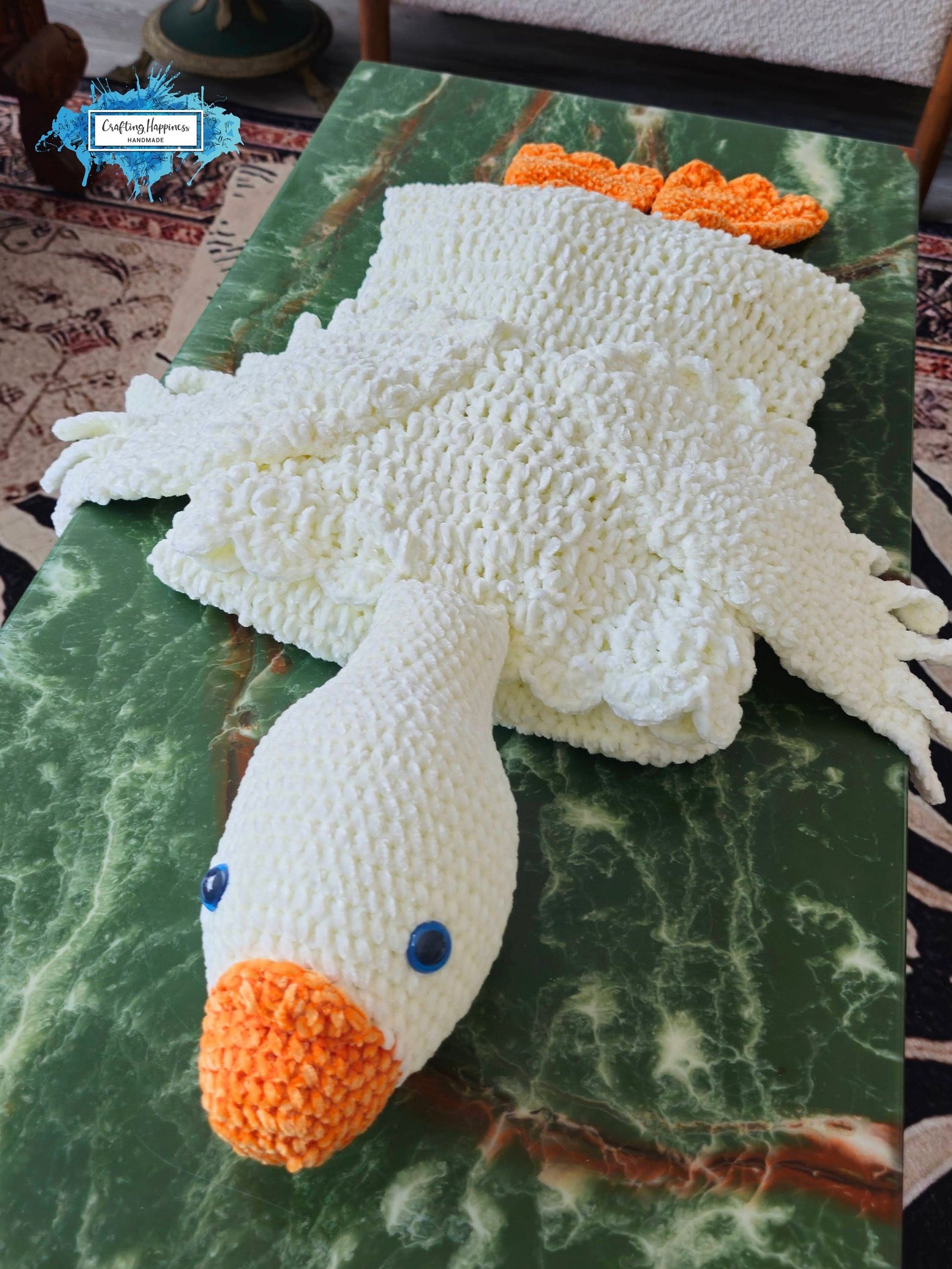 3in1 Farm Goose Baby Blanket Crochet Pattern PDF | Chenille Plush Toy | Foldable Afghan | Baby Shower Gift product image (6)