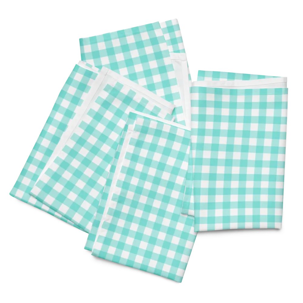 Matching Set of Teal Gingham Cloth Napkins product image (8)