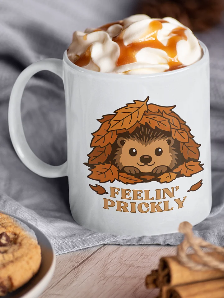 "Feelin' Prickly" Hedgehog Mug | Funny Grumpy Morning Coffee Cup | Sarcastic Introvert & Autumn Gift product image (1)