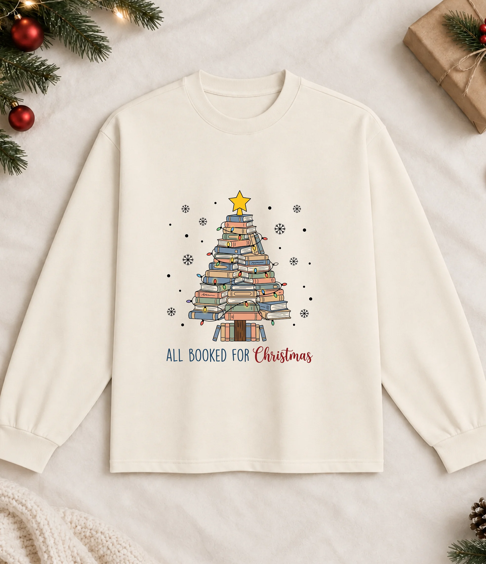 "All Booked for Christmas" Book Tree Sweatshirt product image (1)